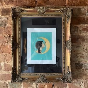 Vintage art nouveau fine art print Moon Kiss
